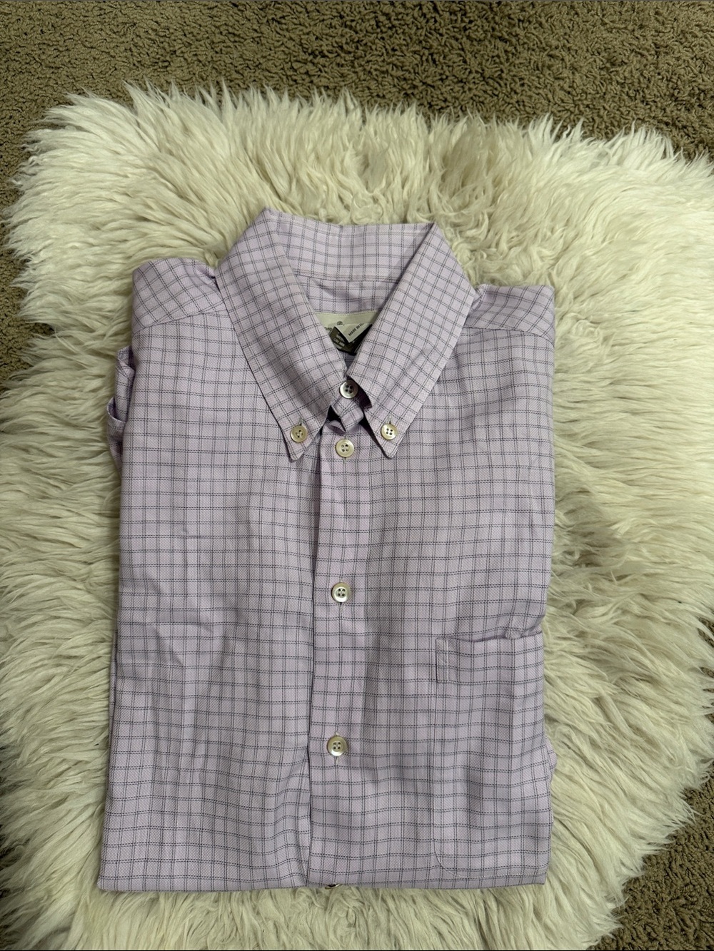 Ermenegildo Zegna Italy Purple Check‎ Mens Long Sleeve Button Down Shirt Large